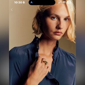 Sézane Chlo NWOT Navy SZ 8 Silk Blouse - French Elegance!